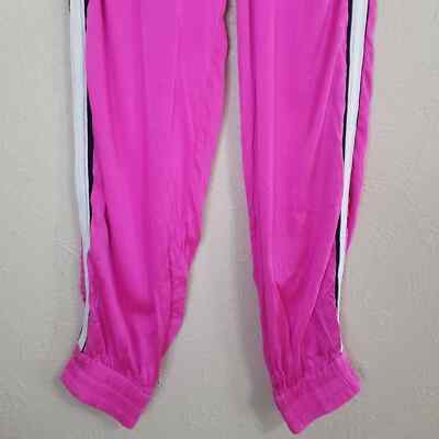 Amiri Silk Leather Trimmed Hot Pink Neon Side Stripe Track Pant Joggers  Small