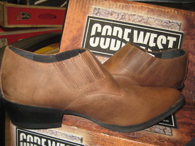   CODE WEST Western's Leather Men's Crazy Horse Brown Cowboy Shoe Boot CW1812