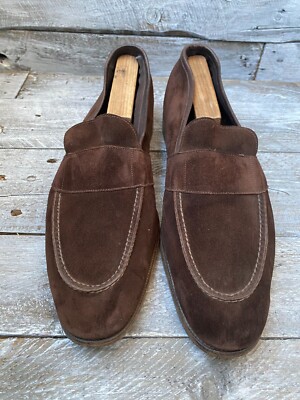 Edward Green Lazyman Loafers Brogues Casual Dress Shoes 11.5 US Chocolate Suede DSCF0963_1_medium.jpg?v=1584998154 main image 2