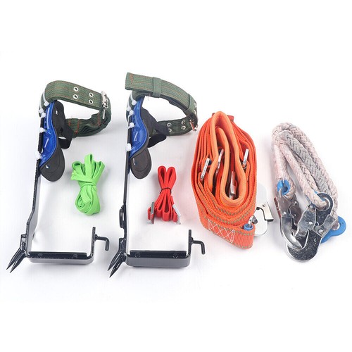 Adjust Tree/Pole Climbing Spike Set 2 Gear Safety Belt Rope Lanyard w/ Carabiner - Picture 13 of 24