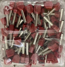 BM 00557 Insulated End Sleeve/Bootlace Lug, 2 X 1.5mm2/16 AWG, Red, 200 Pc's Pkt