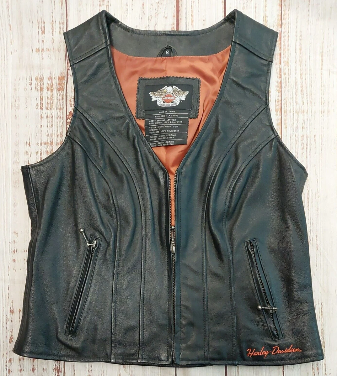 Used harley top davidson leather vest