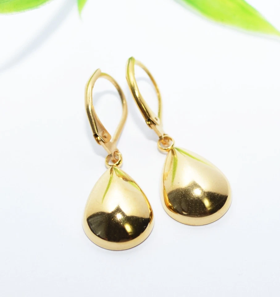 KRISTALL Tropfen Brisur Ohrhänger Ohrringe EDELSTAHL gold Glas teardrop - Bild 2 von 3