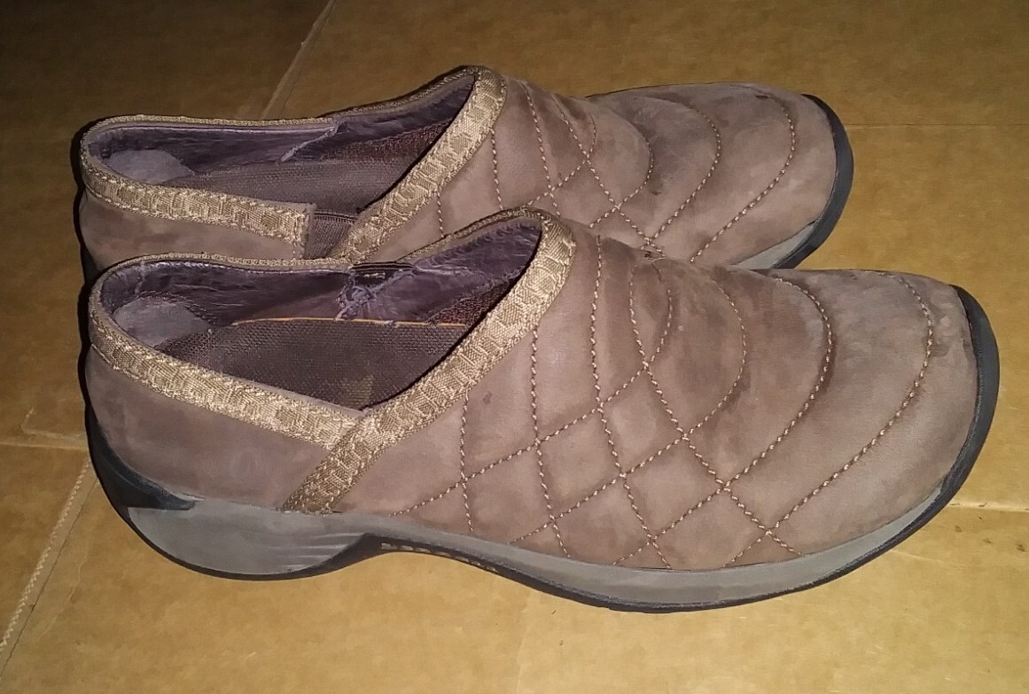 Mocassino comodo Merrell Encore trapuntato donna taglia 7 5 scarpe marrone nabuk slip on