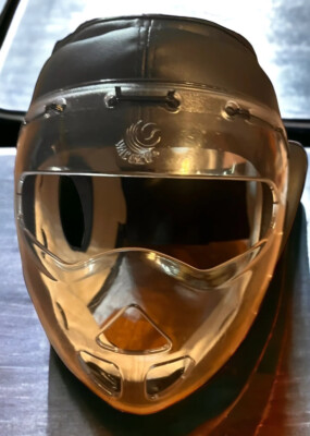 Helmet Antishock Wacoku Black Visor Plexiglass Mens Martial Arts Protection EUC