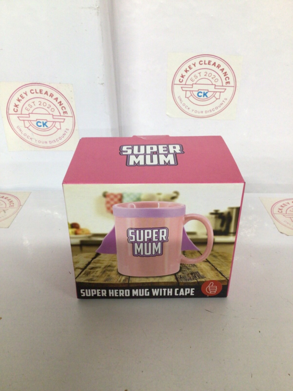 Super Mum Mug with Cape 350ml Pink  Thumbs Up Ceramic