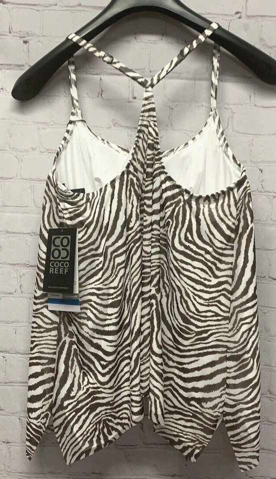 Camiseta Tankini Coco Reef Talla 36C Malla Actual Con Aros Marrón 36C Nueva Foto 3 de 4
