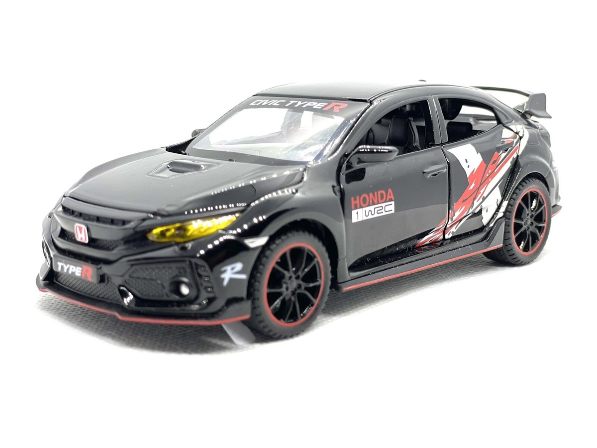 1:32 Honda Civic Type R Pull Back Diecast BLACK with WRC Stickers