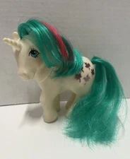 Vintage 1984 Hasbro My Little Pony G1 Gusty Unicorn White Glitter Maple Leaf