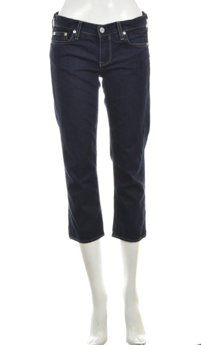 J.Crew - Jean Femme Coupé Court Taille 27, Couleur Gris Bleu Clair - Occasion Très Bon état
