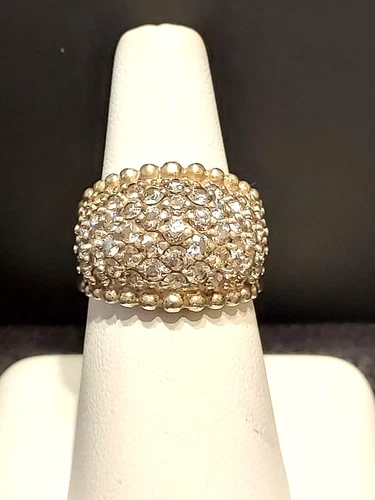 Vintage Sterling/Gold Wash CZ Dome Cluster Cocktail Ring Sz 9 & 8.5 Gm R570