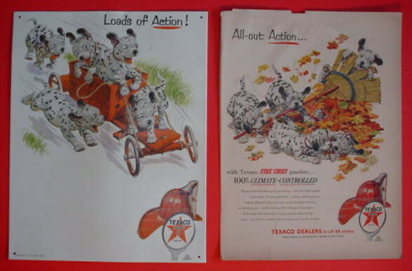 道楽 アナゴイヌ ダルメシアン TEXACO FIRE CHIEF Dalmatian Dog Red Wagon AAA Sign Co. Metal +