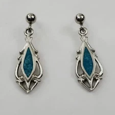 Wheeler Manufacturing WM Earrings Silver Tone Faux Turquoise Dangle Southwest