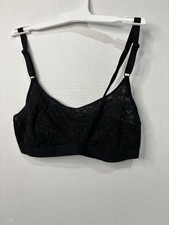 2 Auden Lightly Lined Scoop Neck Bralette Size Medium Adjustable Straps Black