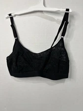 2 Auden Lightly Lined Scoop Neck Bralette Size Medium Adjustable Straps Black