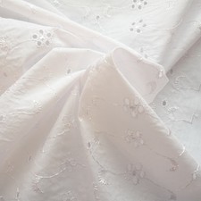 Poly Cotton Broderie Anglais- 112cm/44" Wide - White - 5 Hole - £5.99mt