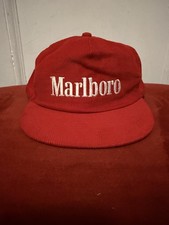 Vintage 80s 90s Marlboro Cigarettes Red Corduroy Snapback Hat