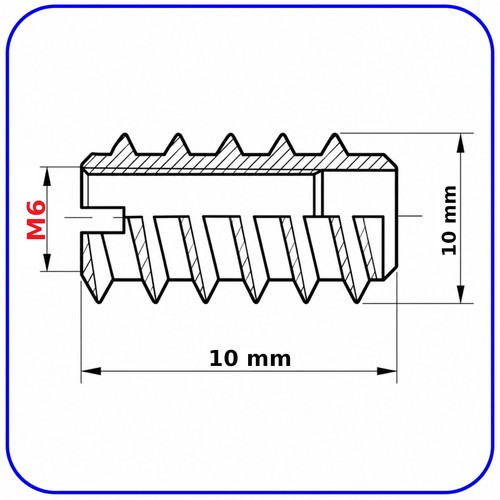 M6 Slotted Threaded Insert Nuts for Wood 10mm 18mm Zinc Plated Furniture Fixing - Afbeelding 4 van 6