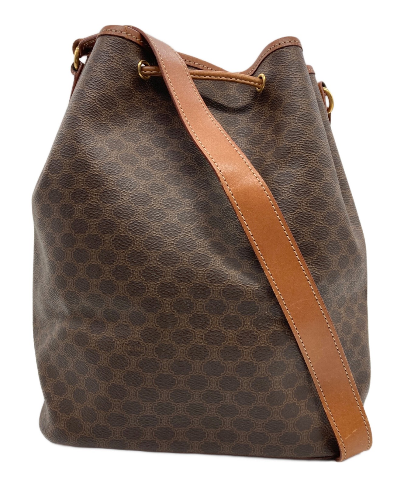 Celine Macadam Pattern Drawstring Shoulder Bag Br… - image 2