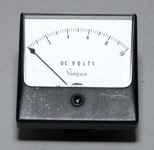 Simpson DC Panel Voltmeter - 0-10 Volts - 1,000 Ohms/Volt - Approx. 3 X 3 In.