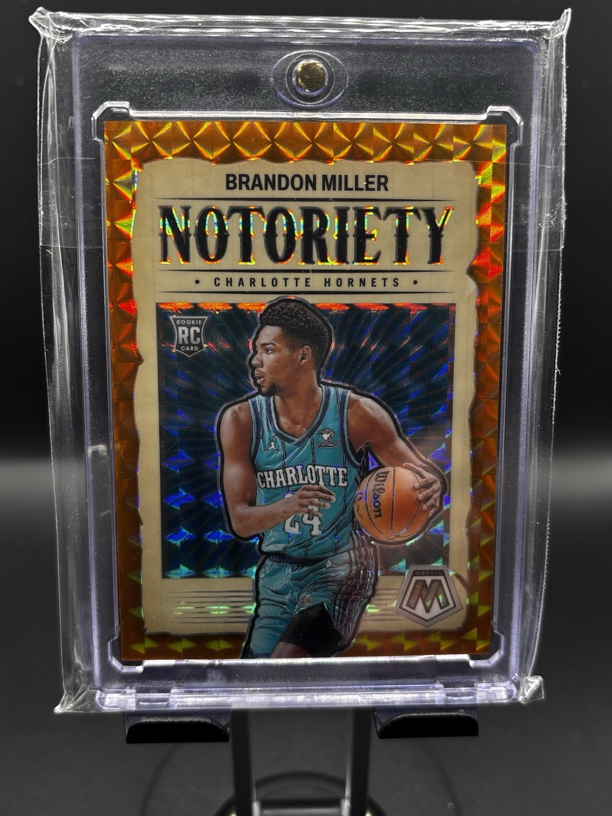 2023-24 Panini Mosaic Brandon Miller Notoriety Orange /49 Rookie RC Hornets