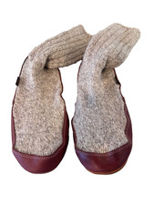 Acorn Original Tall Slipper Sock Leather Rag Wool Mens size 10.5-11.5 slip on