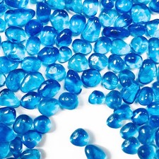 Blue Aquarium Glass Stones Sea Glass Pebbles for Fish Tanks Decorations