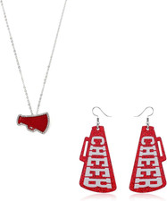 Cheerleader Necklace Earrings Set for Women Dainty Gymnastics Cheerleading Megap