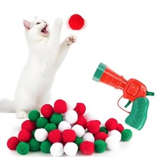 Interactive Cat Launcher Toys for Cats Pom Pom Ball Shooter Toy Set with 50 Ball