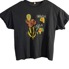 Fruit Of The Loom Shirt Mens 2XL Black Inhale Exale Skull Rose Earth Graphic