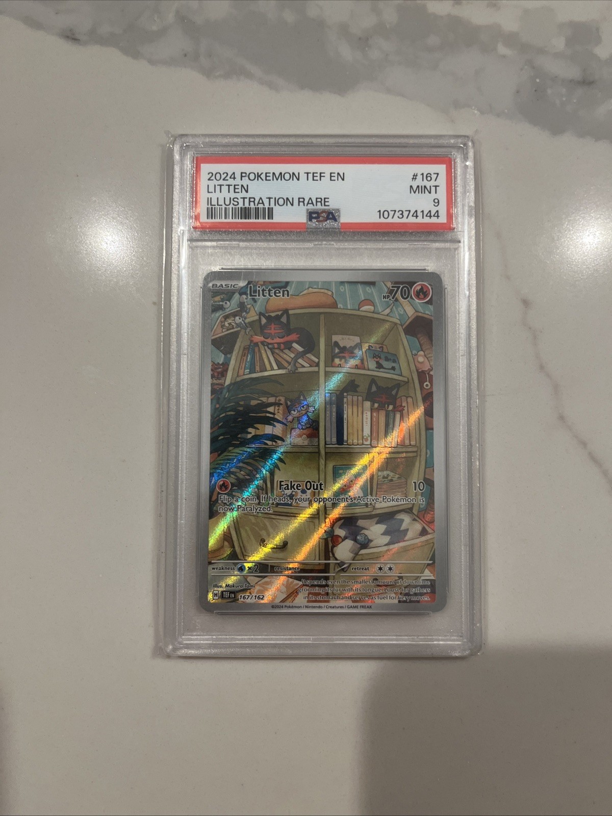 PSA 9 Litten Illustration Rare Temporal Forces 167/162 Pokémon