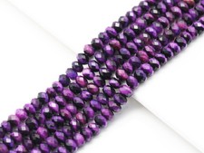 High Quality Purple Rondelle Faceted Tiger Eye Beads, Sku UA261