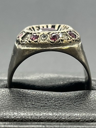 Vintage Sterling Silver “Amoco” Ring Cubic Zirconia Engraved Size 11.50 W10 - Picture 6 of 10