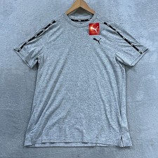 Puma Shirt Mens Medium Performance Light Gray Short Sleeve Pullover Gym Workout