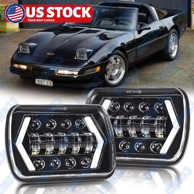 Pair 130W 5x7'' 7x6'' LED Headlights Halo Bulbs for Chevrolet Chevette 1979-1987