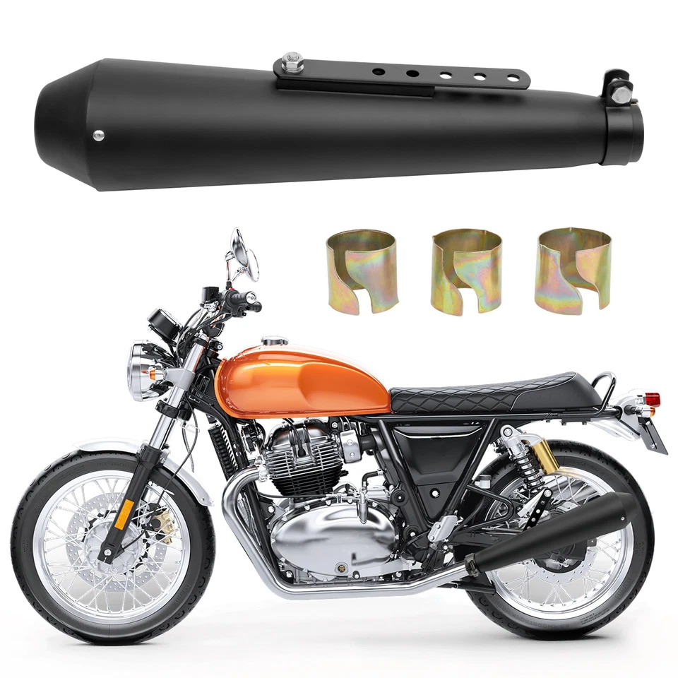 Tubo de escape silenciador de escape deslizable de 2" 51 mm negro para Triumph Bonneville T100 T120 Foto 2 de 4