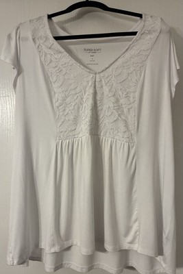 Torrid Solid White Lace V-Neck Sleeveless Babydoll Top Blouse - Size 1 (14)