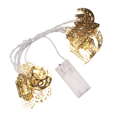 1X(10 LED Gold Ramadan Deko Eid Dekor Stern Ramadan Lichter Batterie8009