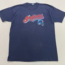VTG 1995 Cleveland Indians MLB Single Stitch Tee XXL Salem Chief Wahoo Helmet