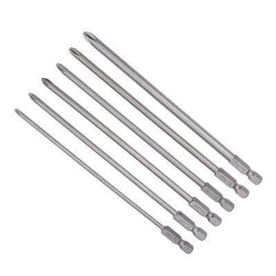 Phillips Screwdriver Bit Set 3PH1-6PH2 150mm 1/4'' Hex Shank Magnetic Bit 6Pcs