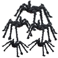 5pcs Halloween Spider Set: Giant Hairy Spider with Red Eyes, Bendable Legs - ...