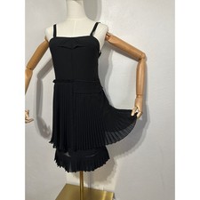Vestido SEE by Chloe Italia Nuevo con Etiquetas 2 Negro Plisado Transparente Superposición Cachicho Hada Oscura