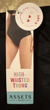 NWT Assets by Spanx High-Waisted Shaping Thong 'Very Black' Size Medium