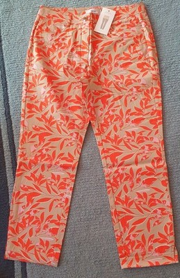 Heine 7/8 Stretch Druckhose Mod.Aleria Slim Fit beige/orange Gr. 34 Neu U6U