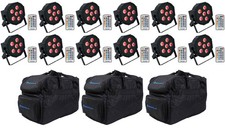 12 Rockville BATTERY PAR 6RF Rechargeable Wireless DMX Lights RF Remotes Bags
