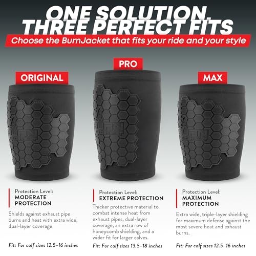 BurnJacket Max Motorcycle Exhaust Pipe Max Protection 12.5 - 16.5 Inch Wide Fit