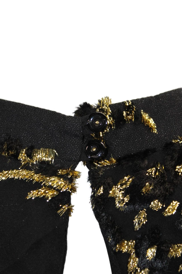 Vestido negro Ulani 2 estampado texturizado cuello drapeado seda Trina Turk para mujer talla 6 Foto 4 de 4