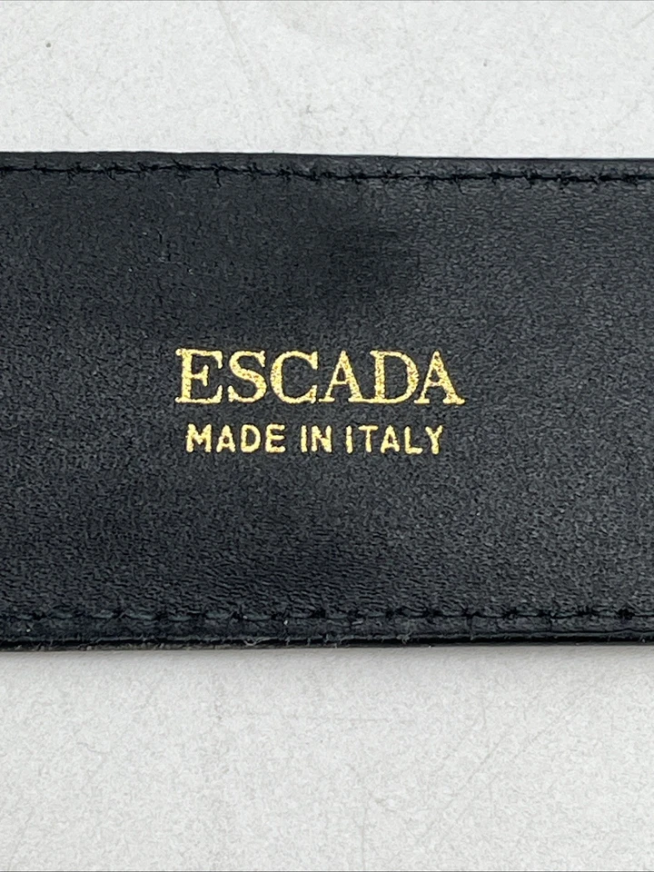 Escada Black Leather Belt Gold Woven Buckle Made in Italy Women’s Size 35” - Image 2 of 4
