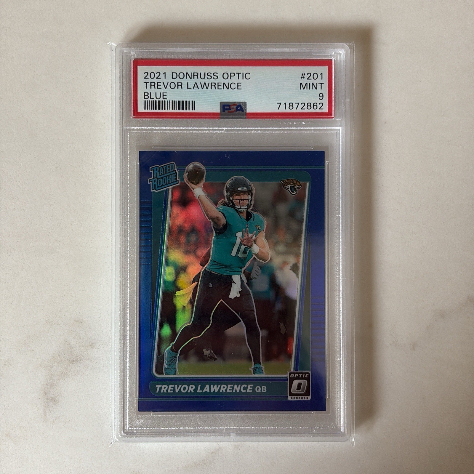 2021 Panini Donruss Optic Rated Rookie Trevor Lawrence #201 Blue Prizm /179 (RC)