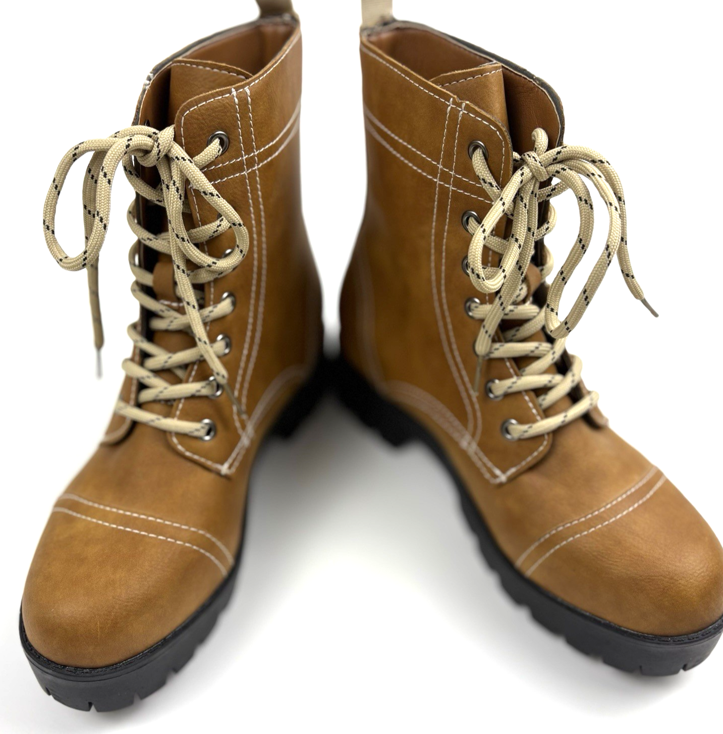 SAOLA NUOVI stivali da combattimento Seven 7 Jodi suola a strappo stringati grossi ecopelle marrone 8